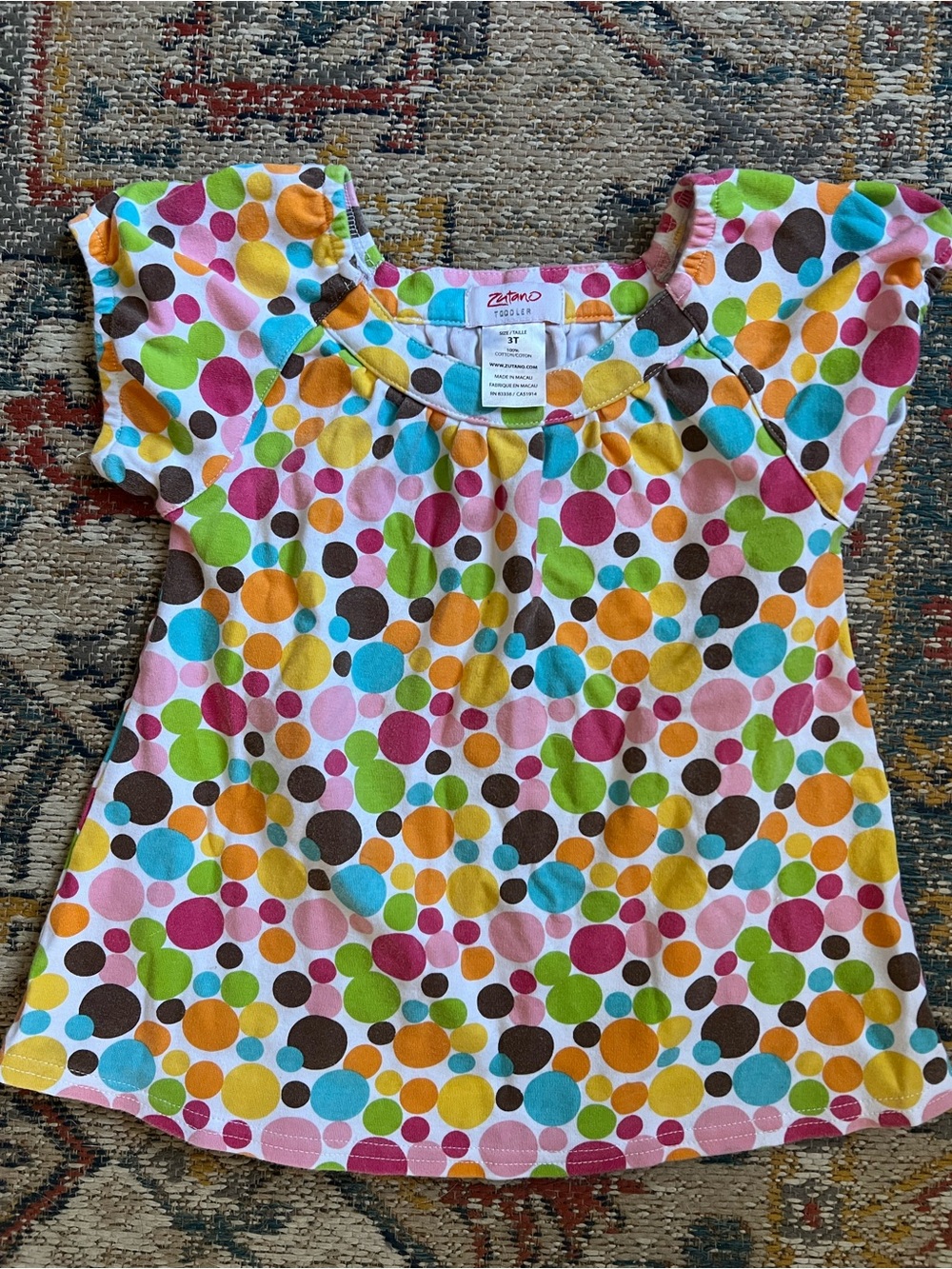 Zutano Polka Dot Toddler Top size 4T- Multicolor Dots